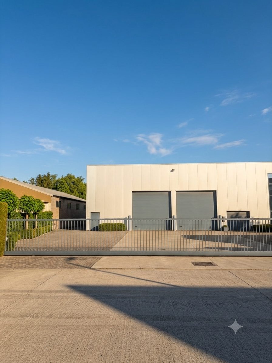 Toegangspoort en gebouw Stalling Depot Deinze